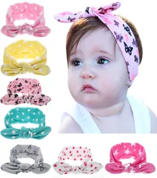 Mädchen Dot Bowknot Print Floral Stirnbänder Neugeborenen Kinder Kaninchen Ohren Elastische Haarbänder Baby Kopfbedeckungen Ganze Mischung7177638