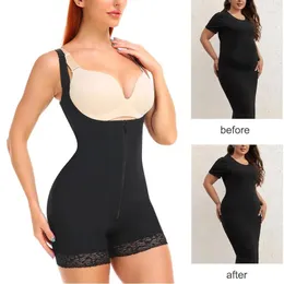 Kvinnors formar form för kvinnor postpartum mage kontroll Komprimering Body Body Shaper Bulifter bodysuit Öppna bystkorsett med dragkedja