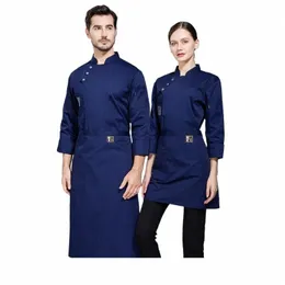 catering chef work clothes lg-sleeved men's three-quarter sleeve high-end restaurant hotel kitchen canteen chef uniform suit w9Zl#