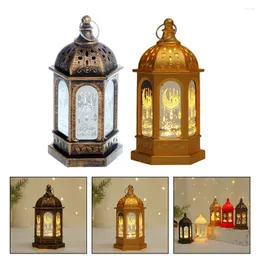 Castiçais 2 Pcs Ramadan Lanternas Retro Decoração de Casa Chic Ornamento LED Lâmpada Decorativa Decoração Iluminação Artesanato PP Criativo Artístico