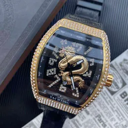 Mode Marke Uhren Männer Tonneau Kristall Loong stil Gummi lederband armbanduhr Muller FM18264D
