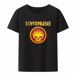 Flame Skull Head Punk Print Tshirt Kvinnor och män The Offspring Band Hip-Hop Streetwear Fi Cool Camisetas Plus Size Tops M8OJ#