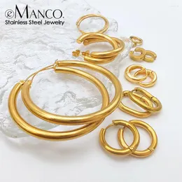 Orecchini a cerchio E-Manco Classica fibbia per orecchio in acciaio inossidabile per donna Accessori per gioielli alla moda color oro piccolo cerchio grande