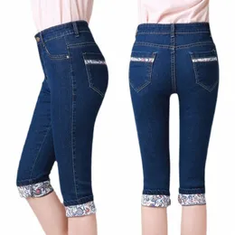 coreano Fi Capri pantaloni denim blu donna estate 2023 vintage vita alta Jeggings jeans pantaloni corti a matita calzoni leggings M6bB #