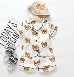 2020 New Summer Children039s Pigiama Set Ragazzi Ragazze Cartoon Bear Home Wear Bambini Set due pezzi Abito a maniche corte Bambino Casa Cl9699620