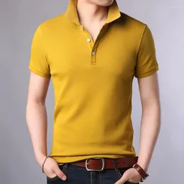 رجال Polos Summer 2024 Fashion Mens Polo Shirt Mrne Shirt Sleve Slim Fit Derts Men Cotton Leisure Bottom Male