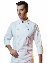 Catering Cook Uniform Restaurant Kitchen Shirt Hotel Chef Jacket Bakery Cooking Coat Caffe Shop Men servitör Arbetskläder Q8RH#