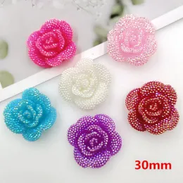 Miniatures Mixed Imitation Crystal Flower Flatback Planar Resin Cabochons, DIY Crafts Embellishments, AB Double Colors, 30mm, RC014, 20Pcs