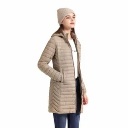 Santelon Women LG Warm Parka Coat med huva kvinnlig vinter utomhus vadderade stugor kläder ultralätt bärbara utkläder med väska 86og#
