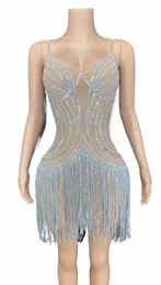 Shining SEKVINTER CRYSTALS DR KVINNA Party Prom Birthday Gown Dr Sexig nattklubb outfit SHOW Performance Costume Wear Y68s#