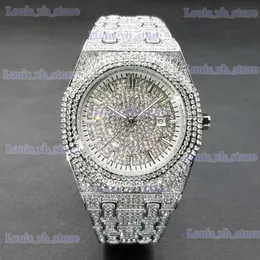Inne zegarki Hip Hop Bling Diamond Mens Luxury Srebrny Ice Quartz Watch Modna stal nierdzewna Wodoodporna ES Hot Sprzedaż T240329