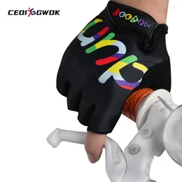 Cycling Gloves Ceoi Gwok Kids Half Finger Expritive Sports مع قبضة غير قابلة للانزلاق للدراجات