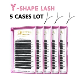 속눈썹 Quewel 0.07mm YY Shape 속눈썹 확장 5Case/lot faux mink 개별 속눈썹 손으로 짜여진 소프트 라이트 천연 속눈썹 도구