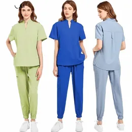 Multicolour High Elasticity Soft Doctors Scrubs sätter kvinnliga kliniska enhetliga toppar och skrubba joggar skönhet sal spa enhetlig w2ga#