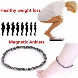 Anklets Lose Weight Girl Women Men Charm Magnetic Black Stone Slim Therapy Natural Anklet Obsidian Hematite Q8M4