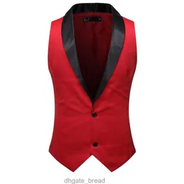Mens coletes de moda Shawl Smoking Tuxedo Vest Men 2022 Brand Red Slim Fit Fit Colot Coloque Formal Business Wedding Groom XXL