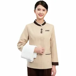 Damen-Reinigungsarbeitsuniformen LG-Ärmel Hotelkostüm Housekee-Kellner-Kleidung Dishwer Domestic Service Cafe Outfit Y8NB #