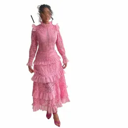 High Neck Lace Prom Dress Knöchellange Lg-Ärmel Rüschen Tüll Arabia New Formal Ocn Evening Dres Promoti Price U1sF #