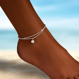 Anklets Lennik 925 Sterling Srebrna podwójna warstwa Regulowana Pearl Pearl Anklet Summer Seksowna łańcuch kalafiora nogi mody plaż