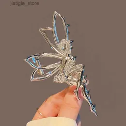 Hårklipp haimeikang fairy Hair Claw Gold Silver Hair Styling Tool Hairpins Barrette Hair Crab Clips for Women Fashion Hair Accessorie Y240325