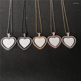 Pendant Necklaces Sublimation Blank Heart Pendants With Bead Chain Transfer Printing Consumables Can Rorate 15pcs Of Lot171N