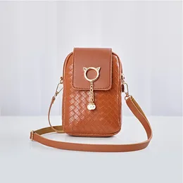 Umhängetaschen 2024 Trend Nette Mädchen Geldbörse Damen Handy Tasche Nische Mini Schlüssel Fall Frauen PU Messenger Einfarbig Geldbörsen