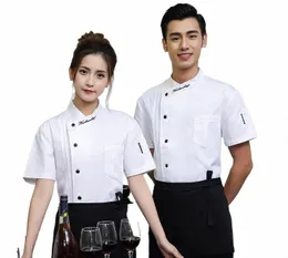 Hotel Kitchen and Back Chef Short Sleeved Women's Set Thin Cafeteria Chef Uniform Summer Cake Shop Baker Work Uniform 65pd#