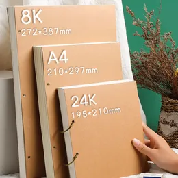 8k24ka4 skissbok förtjockad avtagbar lossningsskissbok i Kraft Paper Color Lead Handpinted Notebook School Supplies 240329