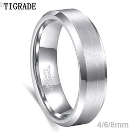 Alyans Tigrade 4/6/8mm Unisex Yüzük Gümüş Renk Fırçalı Tungsten Karbür Yüzükleri Kadınlar İçin Çift Aly Bandı Erkekler Anel Dropshipping 24329