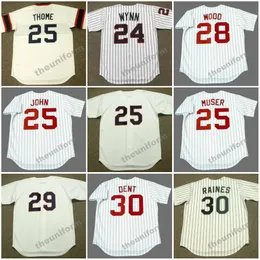 Chicago da uomo degli anni '60 e '94 EARLY WYNN JIM THOME SAMMY SOSA #25 JOHN TONY MUSER WILBUR WOOD JACK McDOWELL BUCKY DENT TIM RAINES Maglia da baseball del passato S-5XL