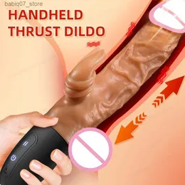 Andra massageföremål En riktig falsk penisvibrator för kvinnlig penisstimulering G-punkt Klitorisstimulering Teleik Dick handhållen vuxen sexleksakskopplare Q240329
