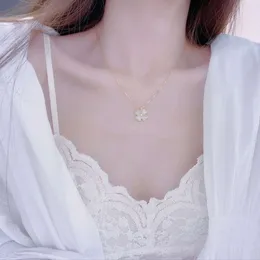 Ожерелье Van Clover, модная корейская версия ключицы, четырехлистный клевер, кошачий глаз, кулон, ожерелье из титановой стали, сто с ювелирными подарками для девочек