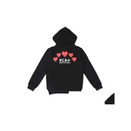 Mens Hoodies 스웨트 셔츠 디자이너 Com des Garcons 스웨트 셔츠 Mockneck CDG Play Big Heart Hoodie fl Zip Up Beige 브랜드 크기 F56 Drop de Otrcv