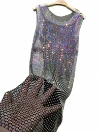 Nowy kolor siatkowy Diamd Crystal Dr Party Dance Disc Blawling Vestido Midi Elegante Sexy Dr Women Club Sexy Dr Women K4V3#