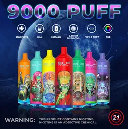 Puff 9k Puff 9000 Puffs Vapes Vaper Puff Tornado Einweg-E-Zigaretten 600 mAh Akku 18 ml Vorgefüllte Vapes Einweg ELF Legend 9000 Puff