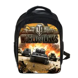 Bolsas de 13 polegadas Game World of Tanks Cartoon Kids Backpack Gindergarten School Bag das crianças imprimindo Meninas Meninas Mochilas Mochila