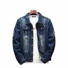 giacca da uomo Blue Jeans Cappotto Abbigliamento Hole Plus Size Denim Primavera Autunno Giovane Nuovo Casual Hippie Abbigliamento Distred Denim Giubbotti F6yG #