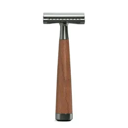 Double Edge Safety Razor Imitation Walnut Handle Men and Women Reusable Safety Razor Traditional Razor