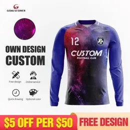 Toptan Özel Süblimasyon Polyester Mens Uzun Kollu Futbol Jersey Gömlek Gençlik Futbol Futbol Takım Adı Numaralı 240321