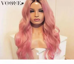 Ombre rosa peruk med babyhår före plockad brasiliansk ljusgrå platinblond 13x4 spets främre mänskliga hår peruker för svarta kvinnor9585165