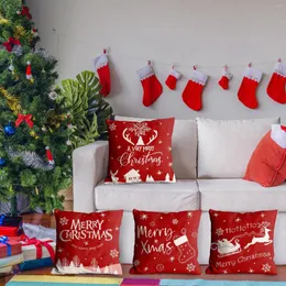 Cuscino natalizio in lino, abbraccio, federa per cuscino, divano, manica Babbo Natale, dimensioni 45,7 x 45,7 cm, federa con cerniera #t2g