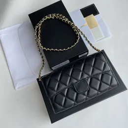 Saco de corrente de pele de cordeiro acolchoado clássico vintage grade de diamante sacos de desenhista caviar crossbody couro de luxo bolsa de ombro bolsa bolsa envelope saco na cadeia