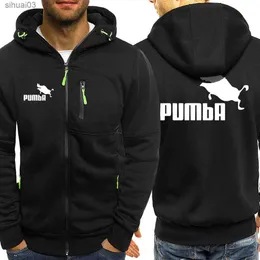 Erkek Hoodies Sweatshirts Pumba Komik Atlama Domuzu Sweatshirt Erkek Komik Giyim Cep Hoodies Kış Yün Fermuar Hoodiel2403