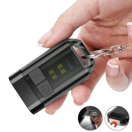 강력한 키 체인 손전등 다기능 미니 USB 충전식 키 체인 손전등 램프 실외 응급 생존 토치 도구