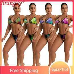 Kvinnors badkläder 6st bulkartiklar Partihandel Sexig mesh halter Bikini sätter 2 stycken Set Women 2024 Summer Swimsuit Beach Bathing Suit B8866