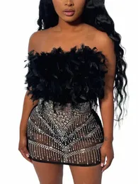 LW Plus Size Party Dr Off the Counter See من خلال Rhineste Decor Dr Prom Corset Dr Evening Wedding Sexy Mini Dres E25i#