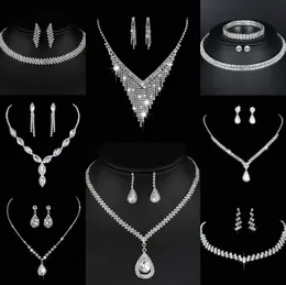 Värdebelt lab diamantsmycken Set Sterling Silver Wedding Halsband örhängen för kvinnor brudgagemang smycken gåva o6yp#