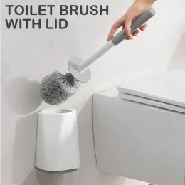 Borstar multifunktion toalettborste mjukt huvud 360 grader ingen död vinkel rengöring borst dränering bricka badrum rena verktyg toaletttillbehör