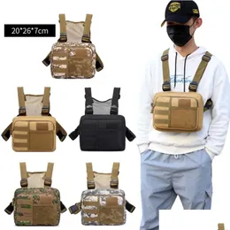 Sacos ao ar livre streetwear homens saco tático colete crossbody pacotes de peito para moda punck rig homem 231114 gota entrega esportes ao ar livre dhfq0