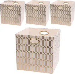 その他のホームストレージ組織Posprica Storage Bins Storage Cubes 13x13ファブリック引き出しオーガナイザーバスケットボックスコンテナ13x13x134 PCS CreamGold Geometry Y240